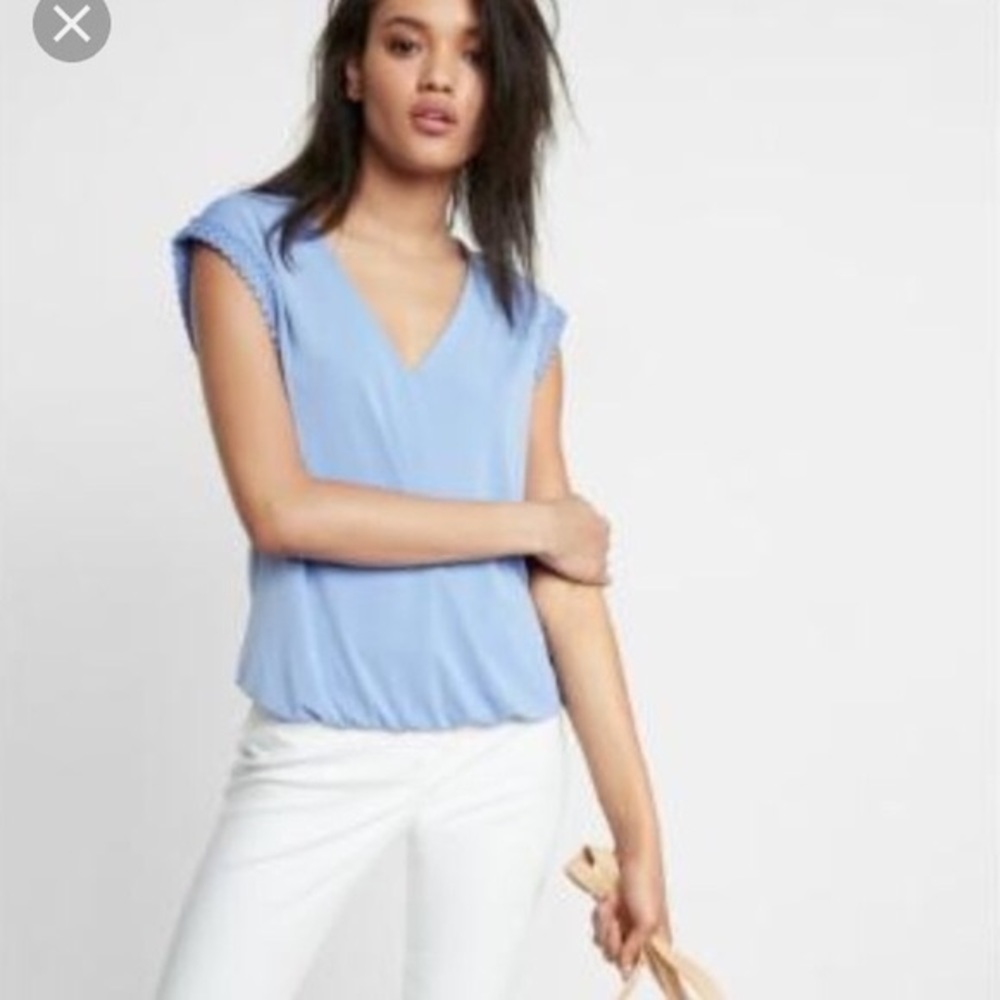 NWOT - Express Crochet Trim Banded V Neck Blouse